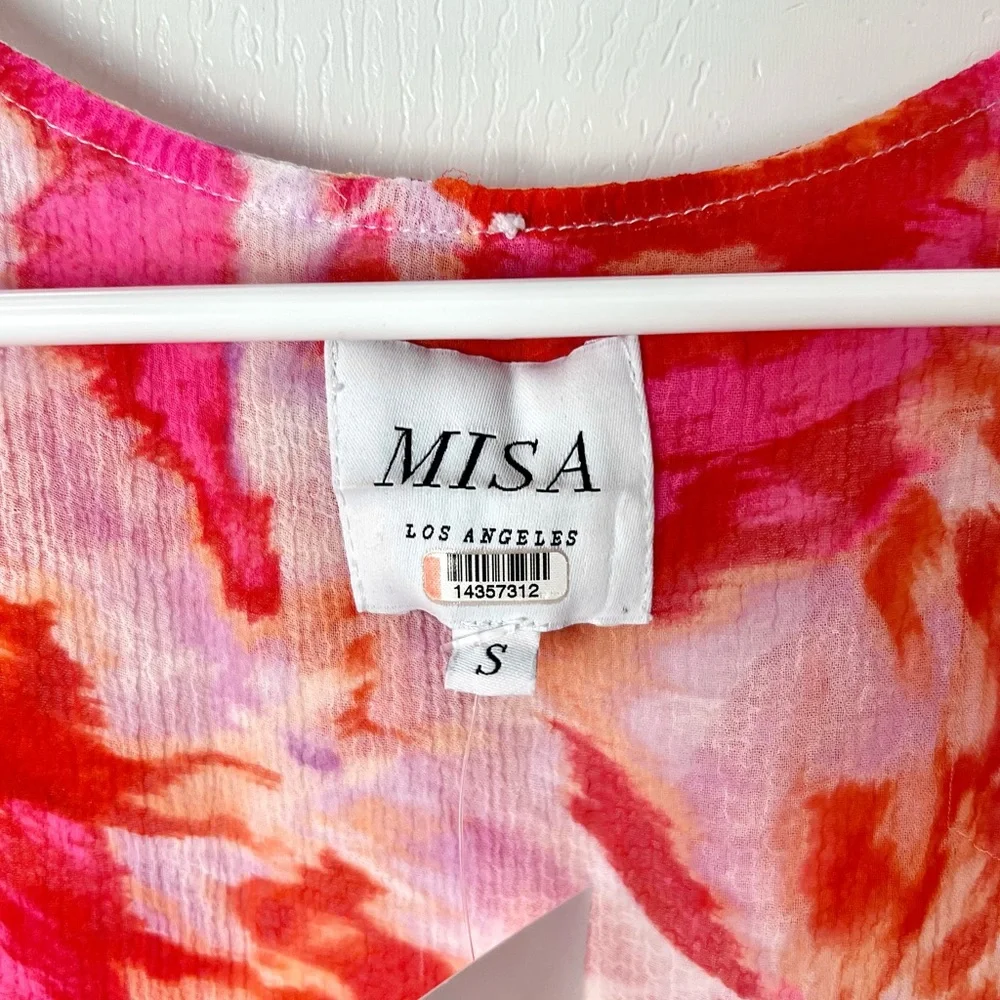 MISA LA Rose Talitha Layering Sheer Print Duster Maldive Marble Sz S - Picture 6 of 7